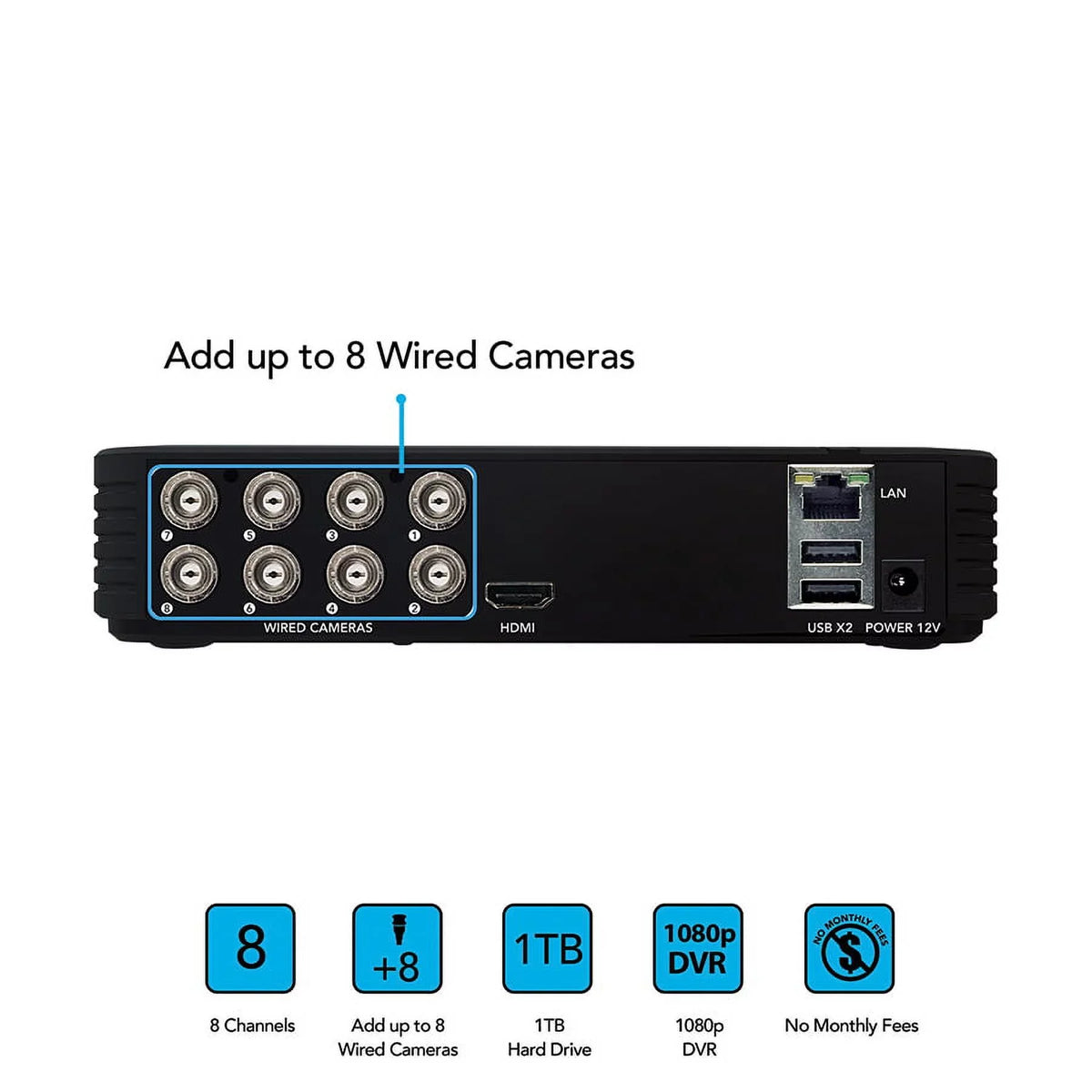 DVR Vision Bullet Indoor with Security 1080p Outdoor 8 HD Cameras with CCTV, 1TB Cameras, System Camera Night Owl Hard Night Surveillance Wired Channel Drive, 4