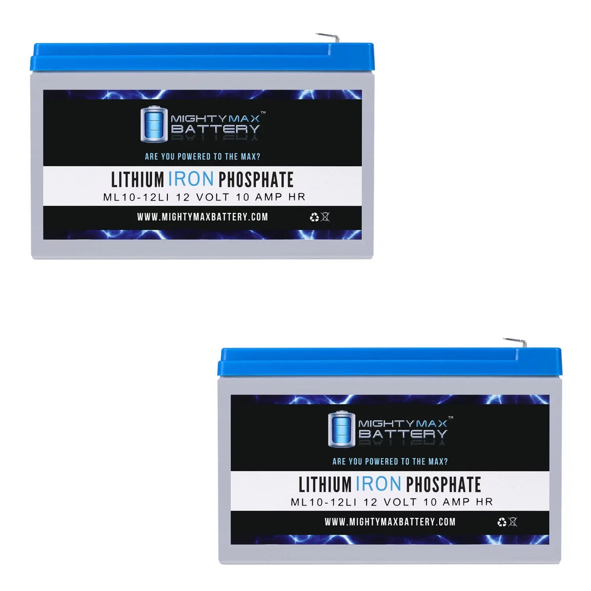 2 Battery WP6.512 Lithium - Pack 10AH Dynacell Compatible with Replacement 12V