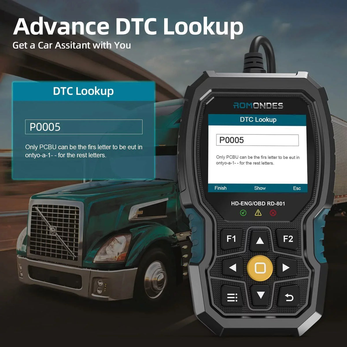 Oil Code Tools Diagnostic DPF Scanner Reset RD801 Truck Diesel Truck Heavy OBD2 Duty Scanner Romondes Reader
