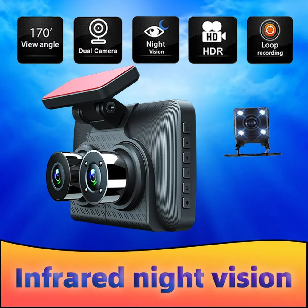 Clear Recorder Camera Cameras Mirror Rearview Shinysix 3 Car Video Car Safety Recorder Angle Recording Driving Dash Cam Camcorder 4in Wide Car Auto