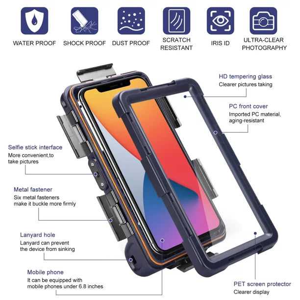LCD all Phones 6.9 Case Inch [15m/50ft] Diving Photo Swimming And Waterproof Video Housing Lanyard Snorkeling Neo Underwater Professional Up Surfing to Tecno for Protective with Pova UrbanX
