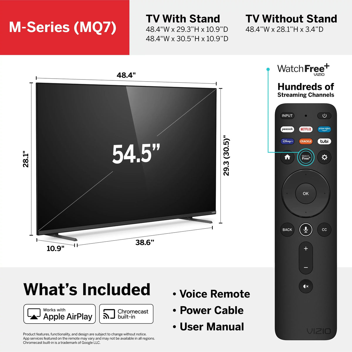 M55Q7-J01 55" Series 4K QLED M7 Class Smart TV HDR VIZIO