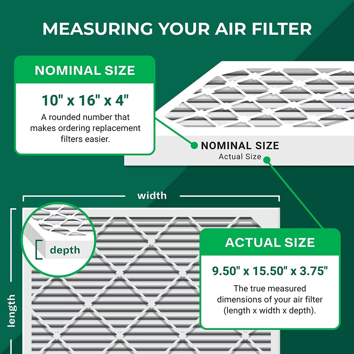 MERV Filters Furnace 10x16x4 Air 13 AC (3-Pack) HVAC Pleated Filterbuy