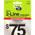 Up 2-Line Straight Int'l Hotspot $75 Talk Delivery) + (Email Plan Prepaid Unlimited 5GB 30-Day + Top Silver e-PIN Data Calling