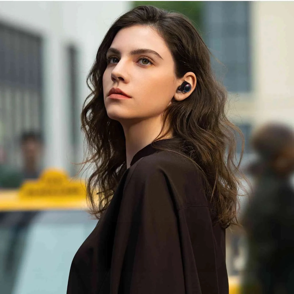 Resistance, Dual Bluetooth Earbuds Balanced, IPX5 True Case, Pro Wireless P11 Compatible Boost Bass + 5.2 Connect, with Lenovo Bluetooth UrbanX Charging Tab Black, Connection, Water