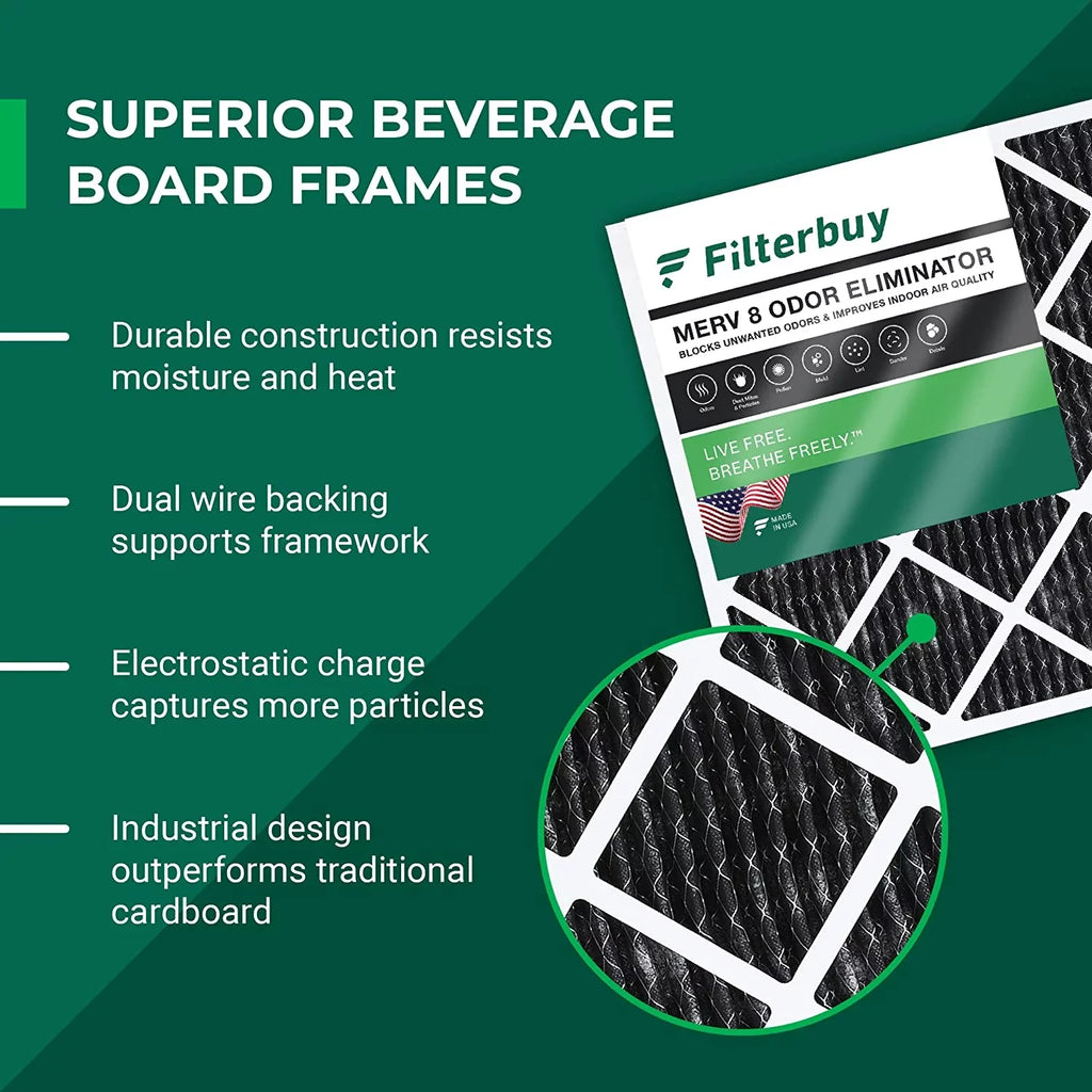 Activated with (12-Pack) AC Pleated MERV Furnace Eliminator 20x24x1 8 Carbon Filterbuy Filters Odor Air HVAC