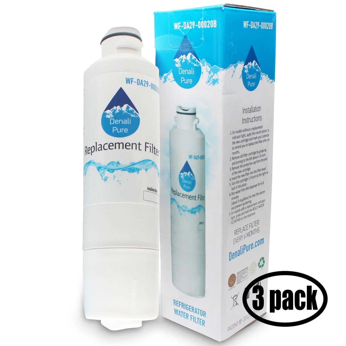 Water Filter Water Cartridge Samsung Refrigerator for DA29-00020A, RSG307AAWP/XAA - HAF-CIN Filter 3-Pack Replacement Compatible DA29-00020B, with Fridge Samsung