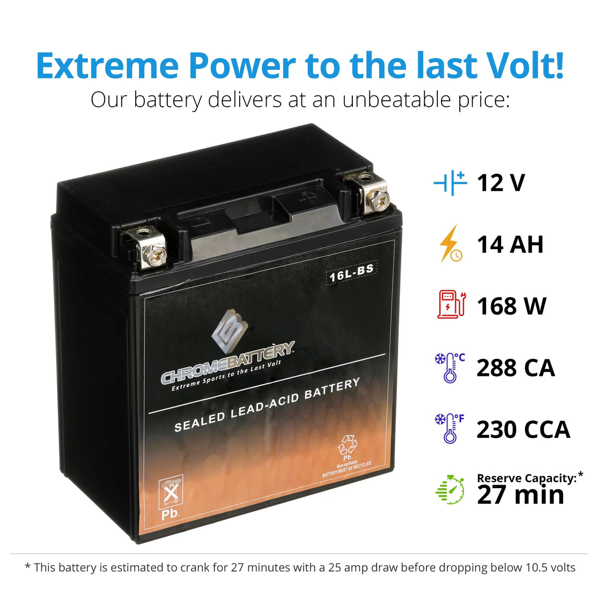 Ss 230 Ski Jet Xir Battery 12 St Battery Kawasaki Ah, Volt,14 Chrome 750cc Jh750 1995 CCA) (16L-BS Xi for YTX16L-BS