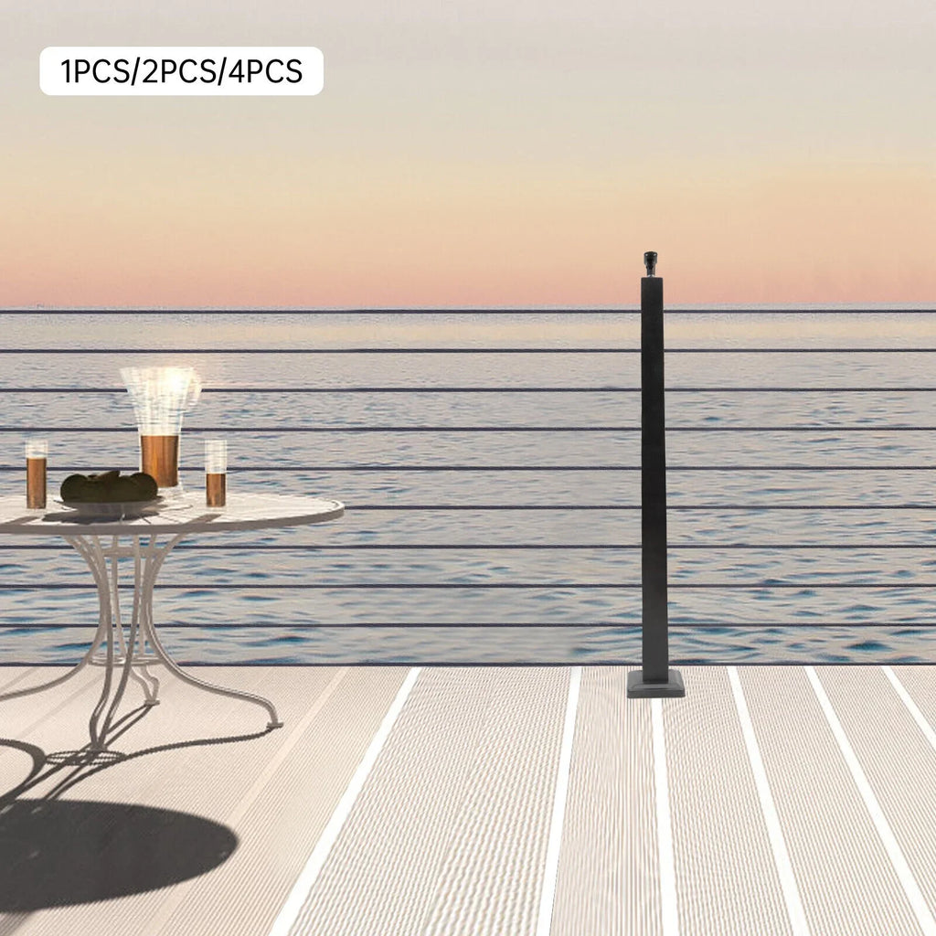 Concrete Level Deck Level Square Post Wood Cable Cable Railing Stainless Two System Railing Steel Fence Sides 36''x2''x2'' Post Pre-Drilled for